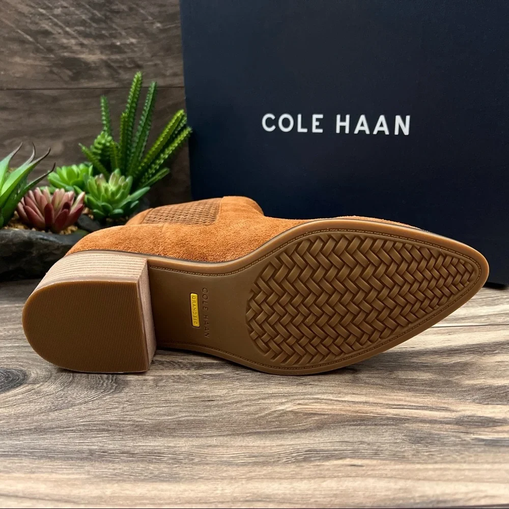 NIB Cole Haan Val Bootie Pointed Toe Ankle Boots British Tan Suede 8B 38.5 - Picture 8 of 12